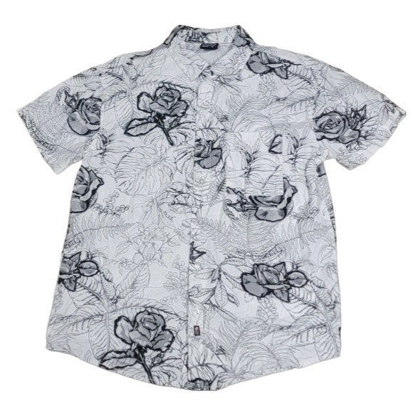 South Pole Other - South Pole Men's Short Sleeve Plant and Rose Button Down Shirt Size Small